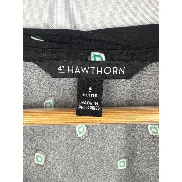 41 Hawthorn Womens Petite S Sleeveless Blouse Black Geometric Print Polyester & - Picture 4 of 5